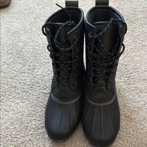 Black Lace-Up Duck Boots- Lands End, size 8.5